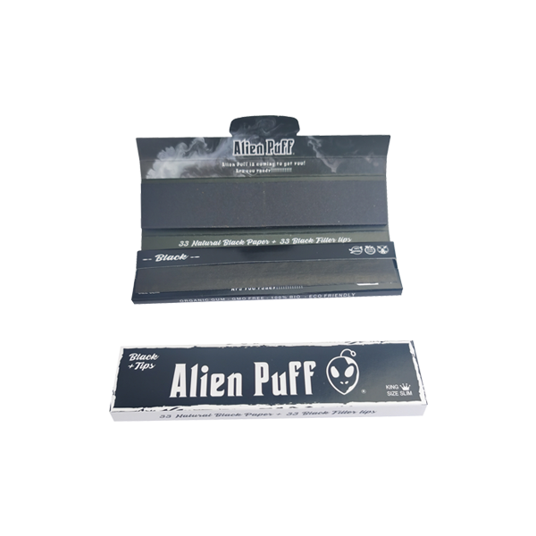 33 Alien Puff King Size Black Rolling Papers With Tips ( HP2216 )