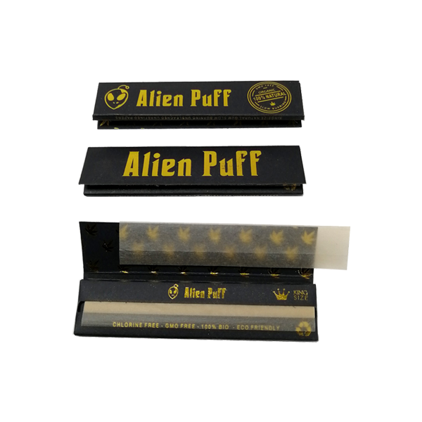 50 Alien Puff Black & Gold King Size Unbleached Brown Rolling Papers