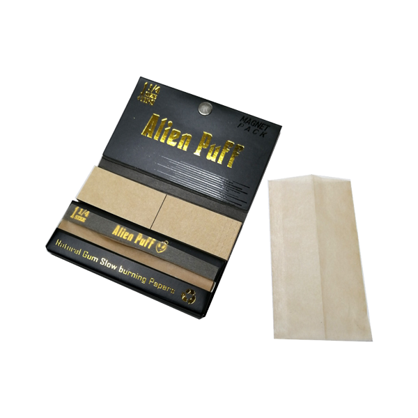 33 Alien Puff Black & Gold 1 1/4 Size Magnetic Unbleached Rolling Papers + Tips