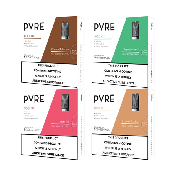 PVRE 20mg Refillable Pod Kit (50VG/50PG) - Plus 10ml E-liquid