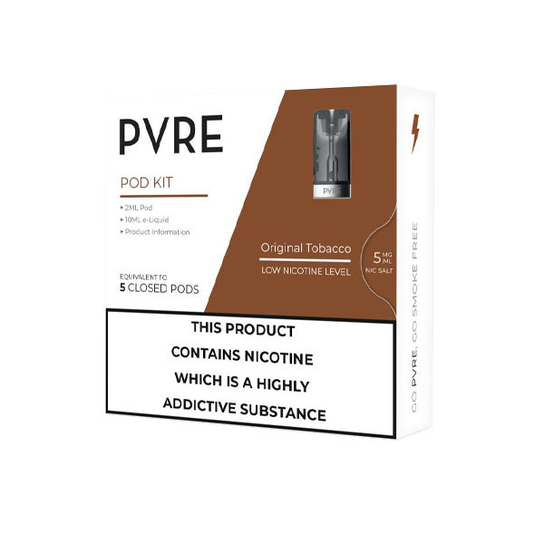 PVRE 5mg Refillable Pod Kit (50VG/50PG) - Plus 10ml E-liquid